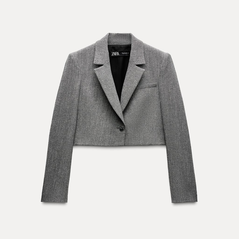 Zara Cropped Gray Blazer